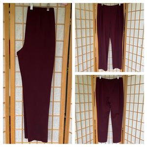 J.Jill Slim Leg Burgundy Stretch Ponte Pant SZ M